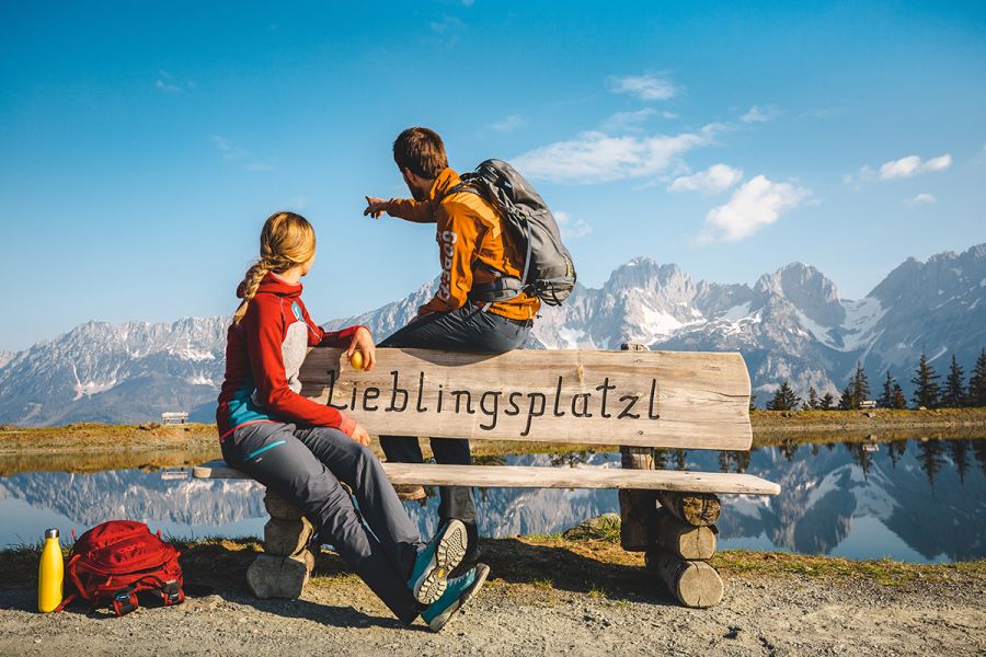 Lieblingsplatzl am Astbergsee mit Blick auf Wilden Kaiser